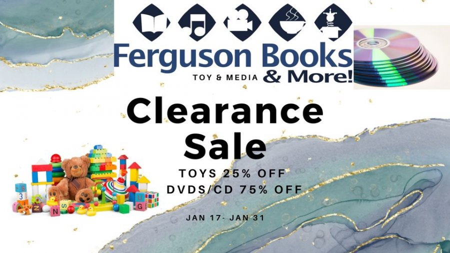 Ferguson Books and More Toy and Media Clearance Sale